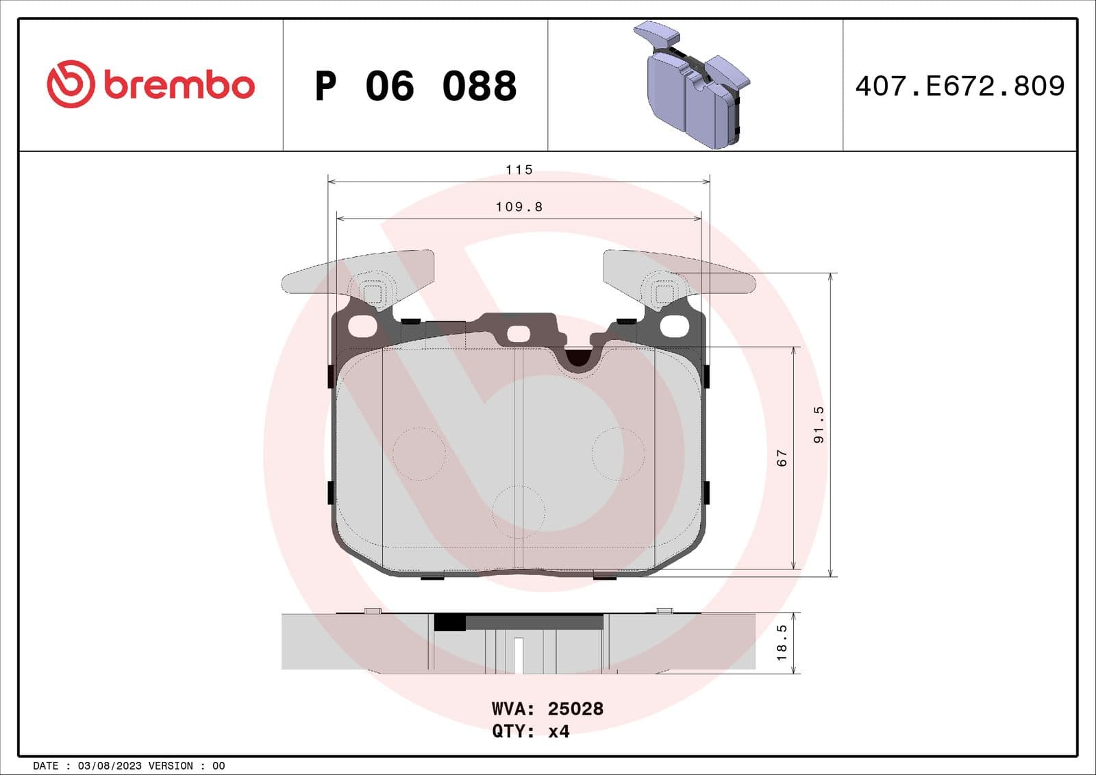 set placute frana,frana disc BREMBO XTRA LINE P 06 088X