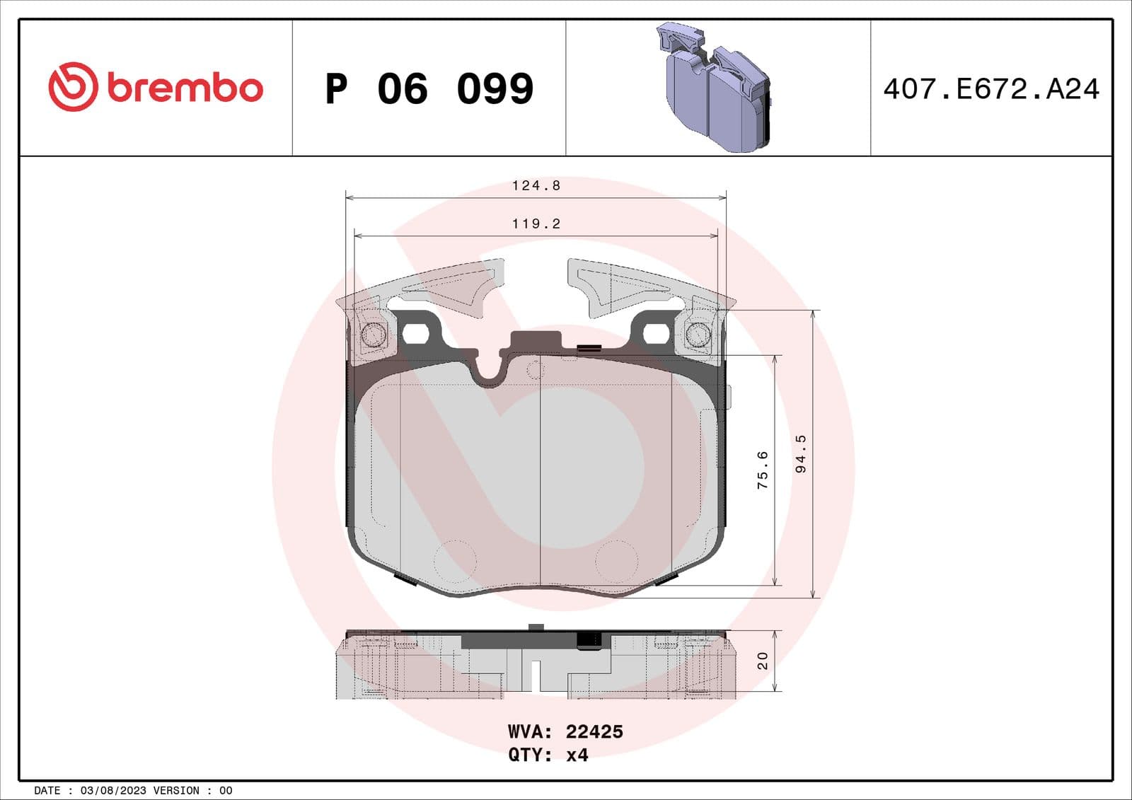 set placute frana,frana disc BREMBO PRIME LINE P 06 099