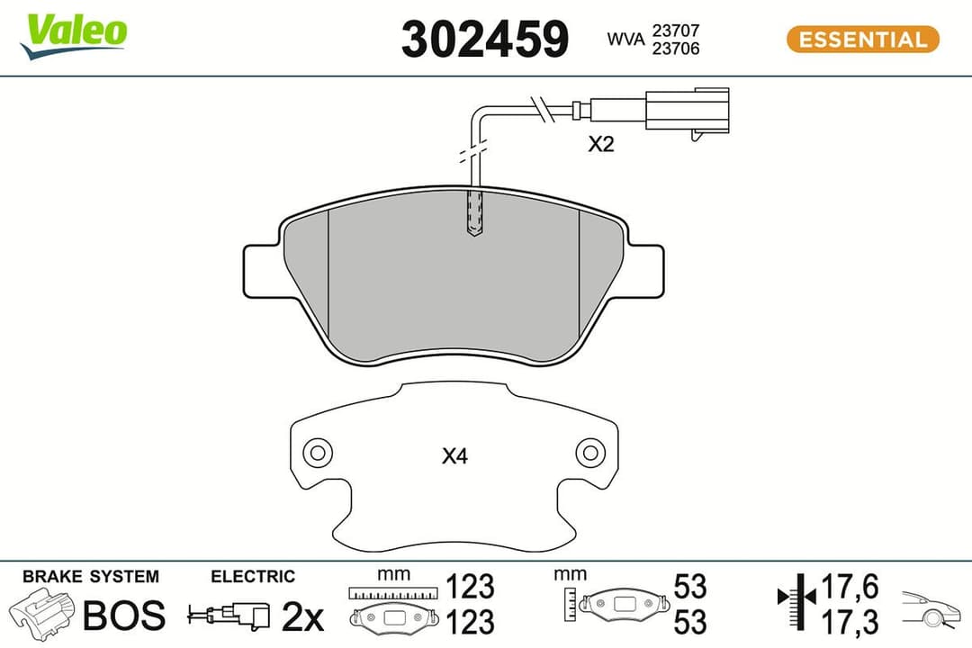 set placute frana,frana disc VALEO ESSENTIAL 302459