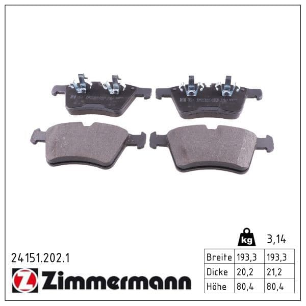 set placute frana,frana disc ZIMMERMANN 24151.202.1