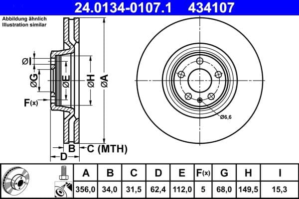 Disc frana ATE 24.0134-0107.1