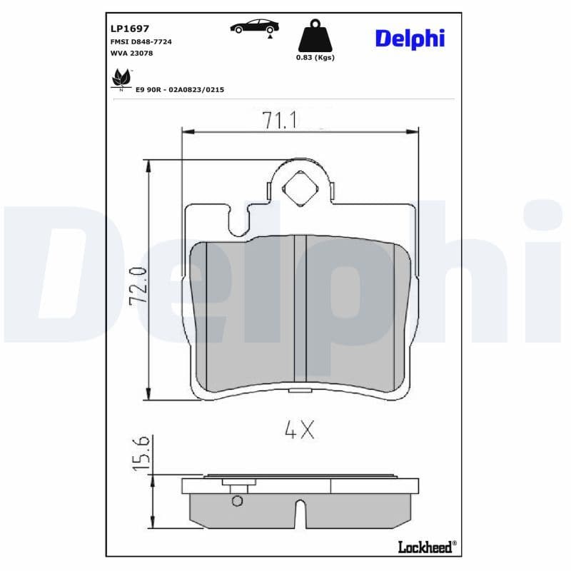 set placute frana,frana disc DELPHI LP1697
