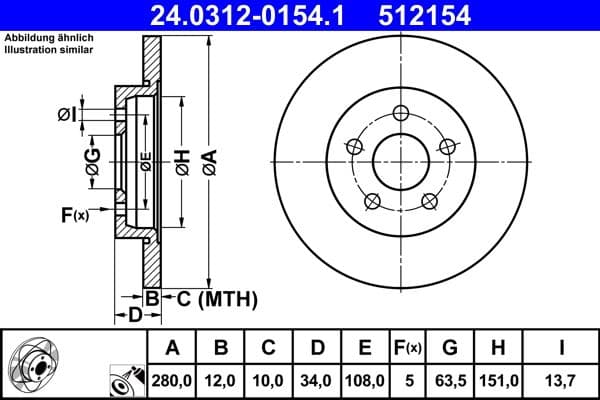 Disc frana ATE PowerDisc 24.0312-0154.1