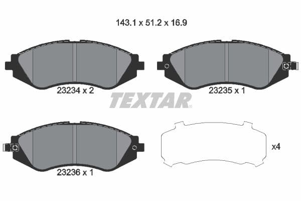 set placute frana,frana disc TEXTAR 2323401