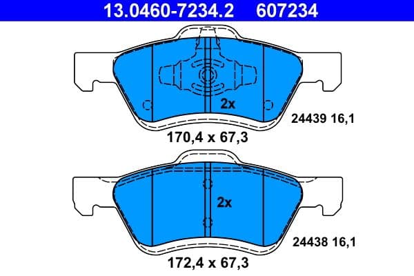 set placute frana,frana disc ATE 13.0460-7234.2
