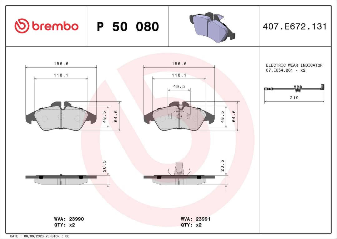 set placute frana,frana disc BREMBO P 50 080