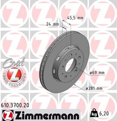 Disc frana ZIMMERMANN COAT Z 610.3700.20