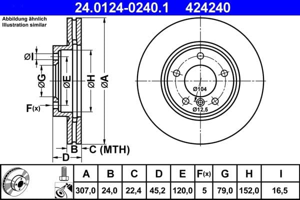 Disc frana ATE 24.0124-0240.1