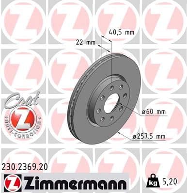 Disc frana ZIMMERMANN COAT Z 230.2369.20