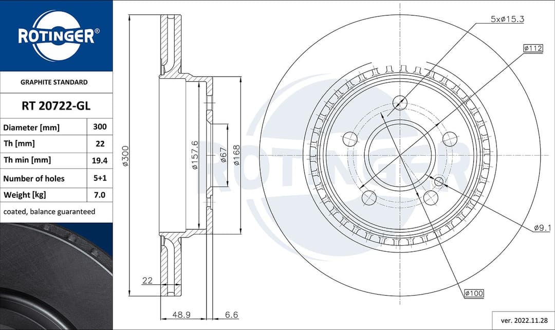 Disc frana ROTINGER RT 20722-GL
