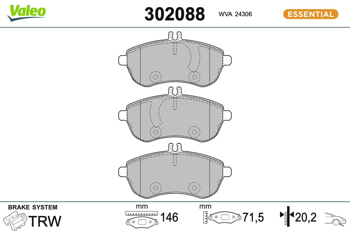 set placute frana,frana disc VALEO 302088