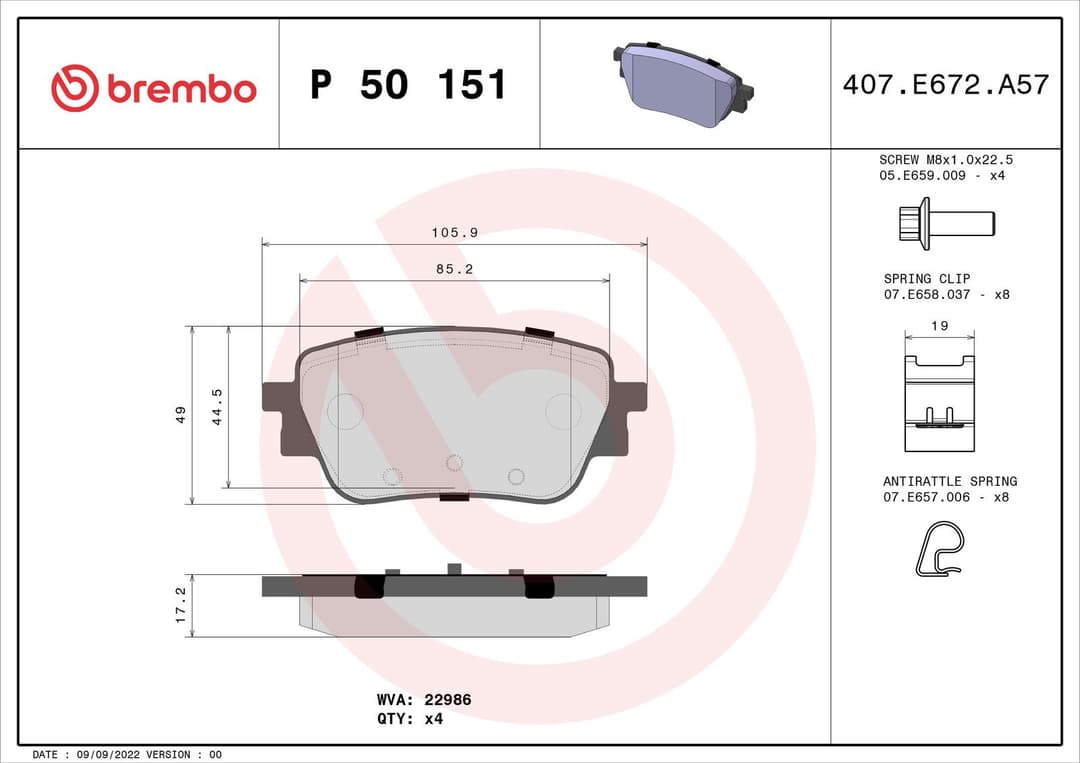 set placute frana,frana disc BREMBO PRIME LINE P 50 151