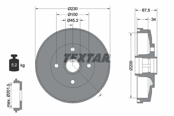 Tambur frana TEXTAR 94036500