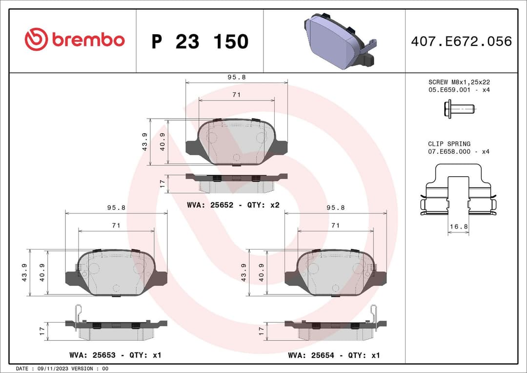 set placute frana,frana disc BREMBO PRIME LINE P 23 150