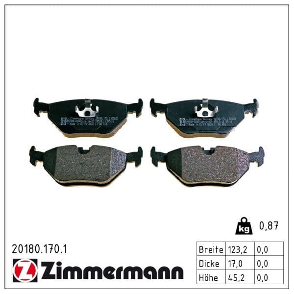 set placute frana,frana disc ZIMMERMANN 20180.170.1