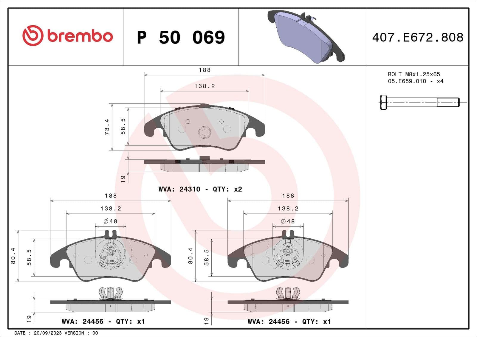 set placute frana,frana disc BREMBO XTRA LINE P 50 069X