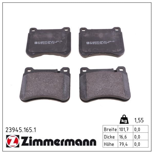 set placute frana,frana disc ZIMMERMANN 23945.165.1