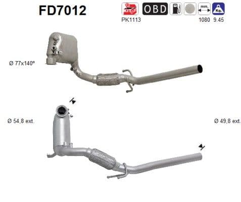 Filtru funingine/particule, sist.de esapament AS FD7012