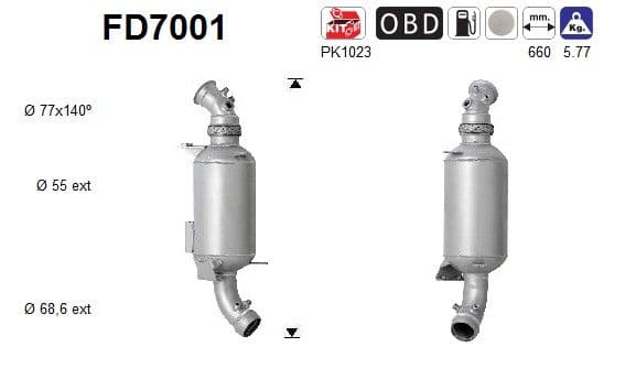 Filtru funingine/particule, sist.de esapament AS FD7001