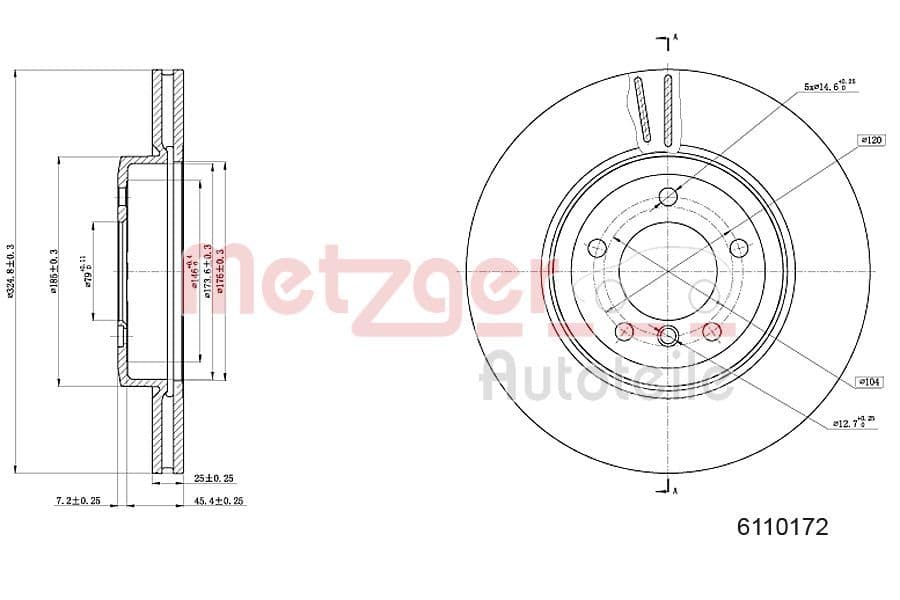 Disc frana METZGER 6110172