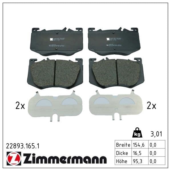 set placute frana,frana disc ZIMMERMANN 22893.165.1