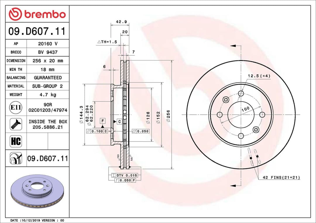 Disc frana BREMBO 09.D607.11