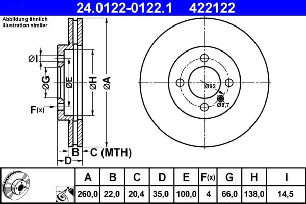 Disc frana ATE 24.0122-0122.1