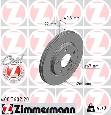 Disc frana ZIMMERMANN COAT Z 400.3602.20