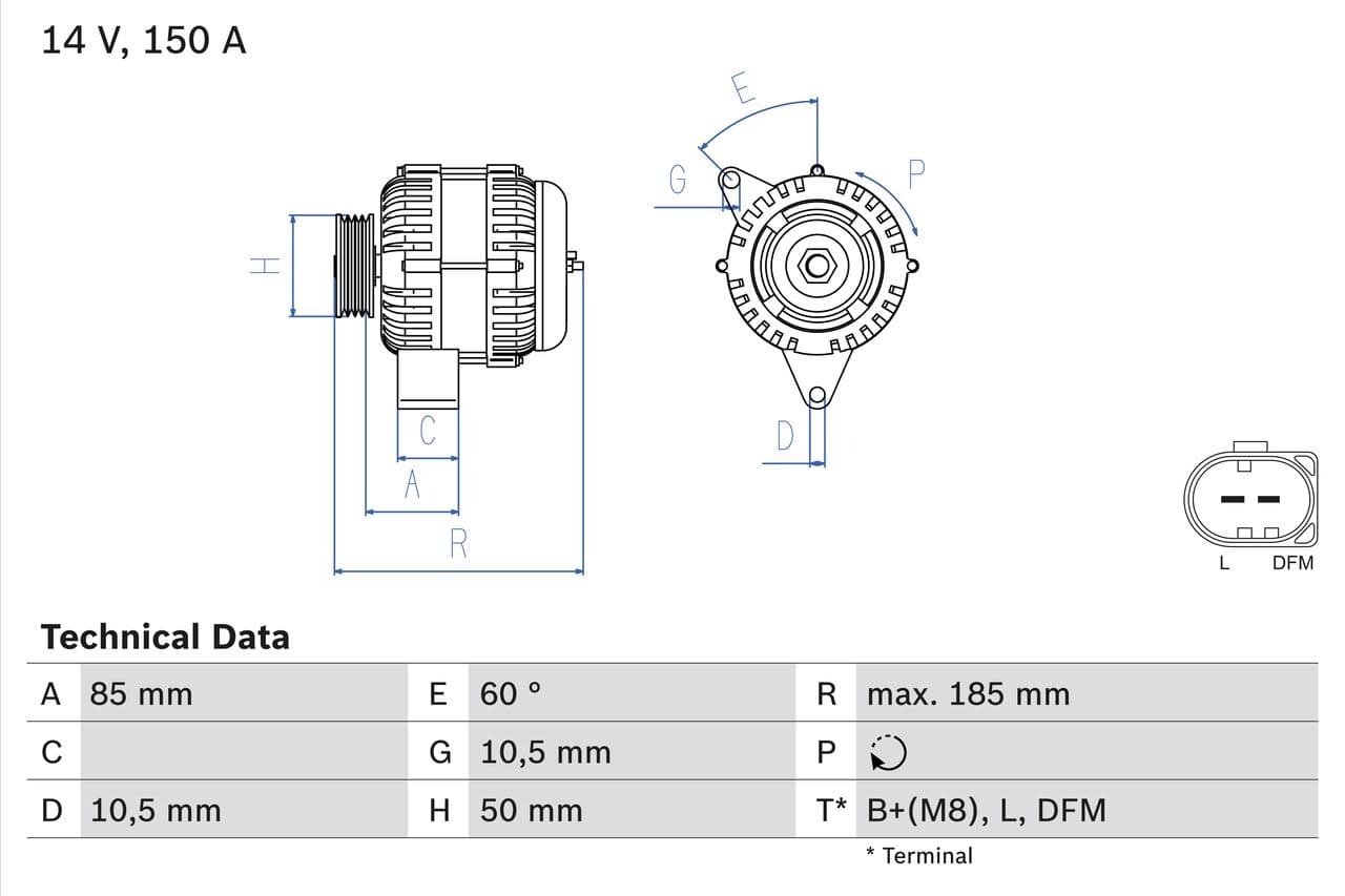 Generator / Alternator BOSCH 0 986 047 550