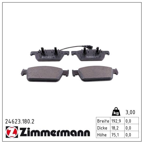 set placute frana,frana disc ZIMMERMANN 24623.180.2
