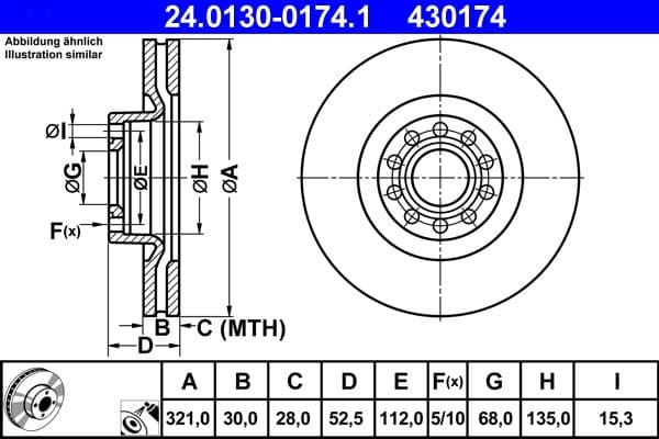 Disc frana ATE 24.0130-0174.1