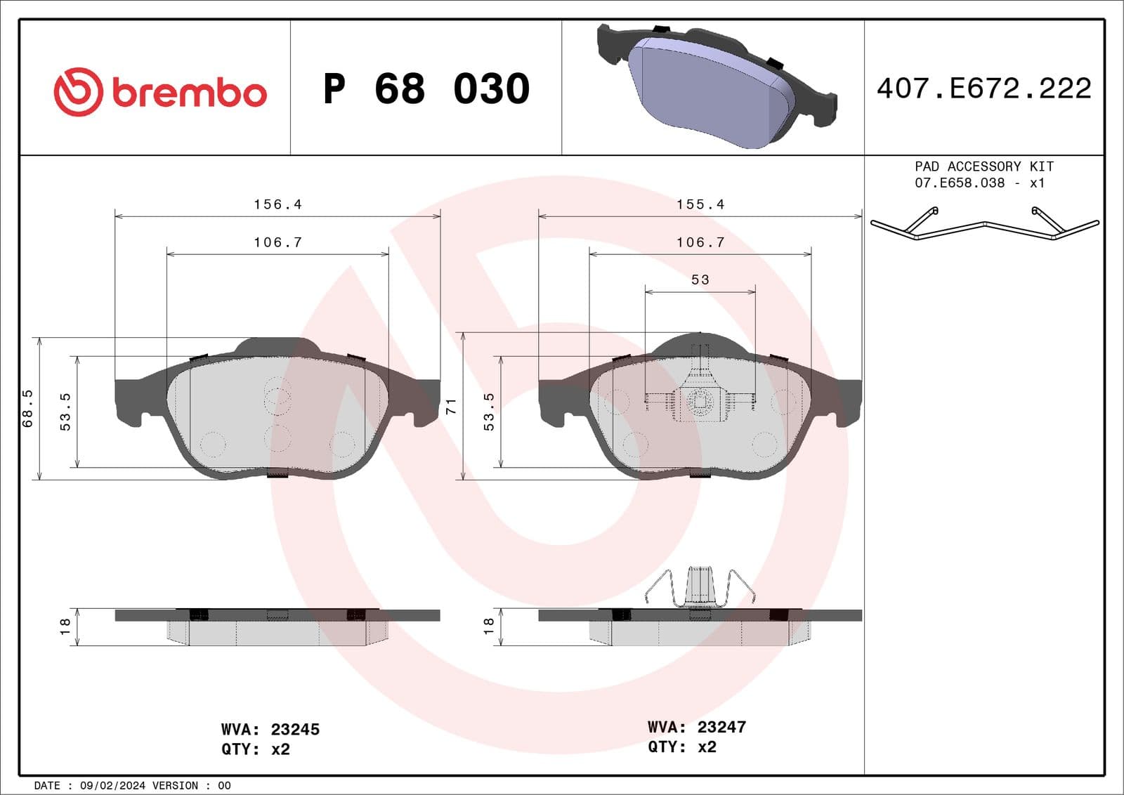 set placute frana,frana disc BREMBO PRIME LINE P 68 030