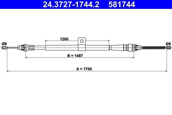 Cablu, frana de parcare ATE 24.3727-1744.2
