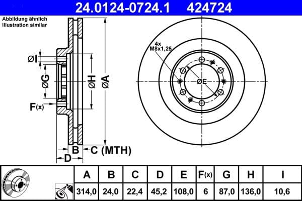 Disc frana ATE 24.0124-0724.1