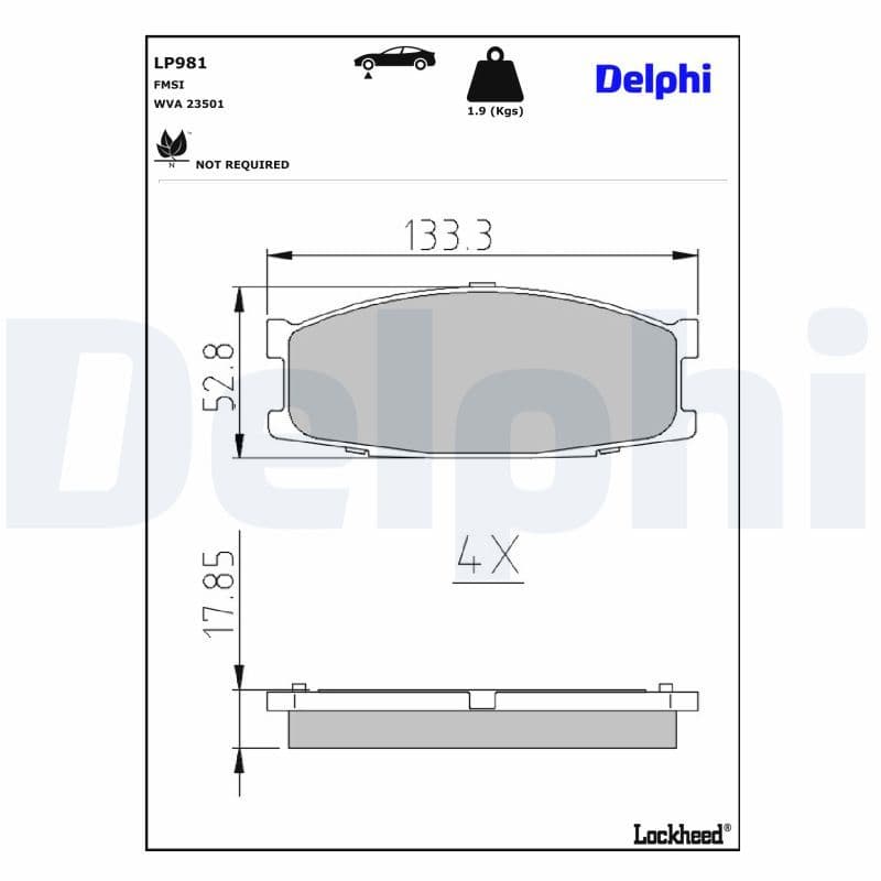 set placute frana,frana disc DELPHI LP981