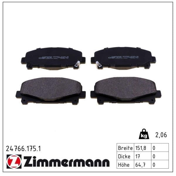 set placute frana,frana disc ZIMMERMANN 24766.175.1