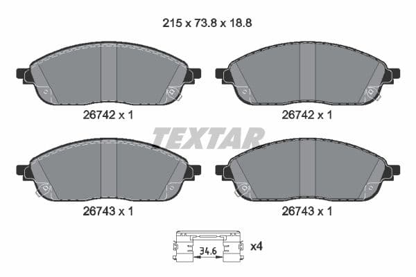 set placute frana,frana disc TEXTAR Q+ 2674201