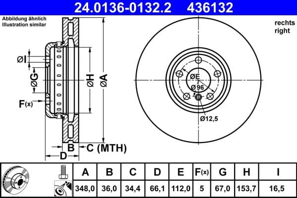 Disc frana ATE 24.0136-0132.2