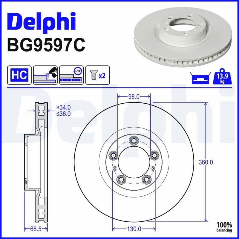 Disc frana DELPHI BG9597C