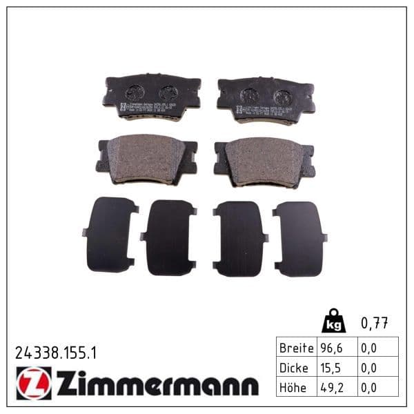 set placute frana,frana disc ZIMMERMANN 24338.155.1
