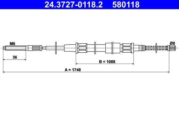 Cablu, frana de parcare ATE 24.3727-0118.2