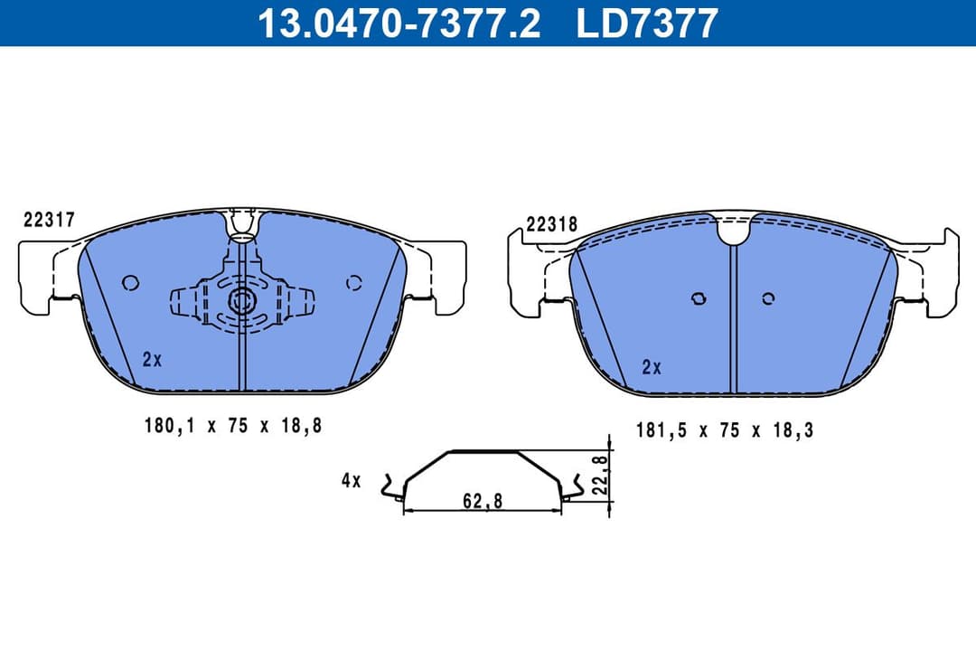 set placute frana,frana disc ATE 13.0470-7377.2