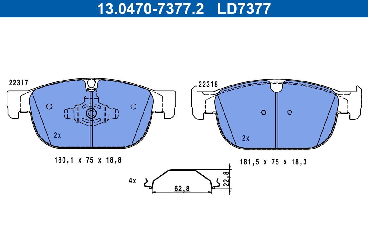 set placute frana,frana disc ATE 13.0470-7377.2