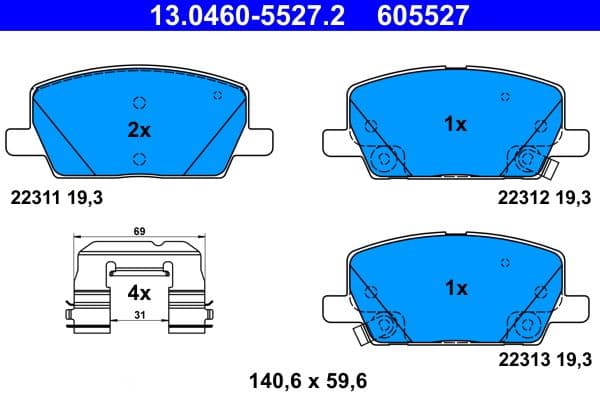 set placute frana,frana disc ATE 13.0460-5527.2