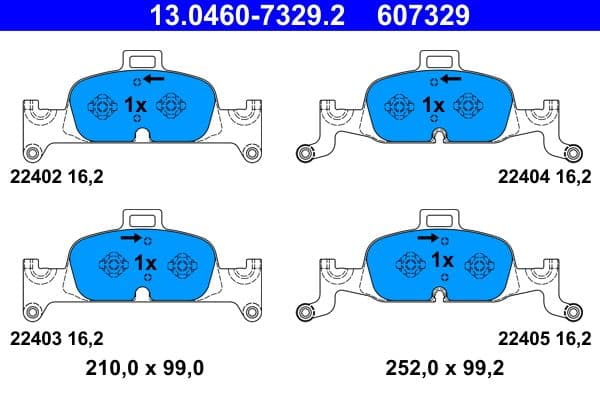 set placute frana,frana disc ATE 13.0460-7329.2