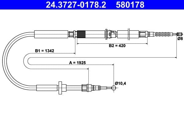 Cablu, frana de parcare ATE 24.3727-0178.2