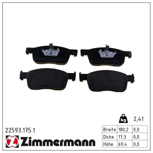 set placute frana,frana disc ZIMMERMANN 22593.175.1