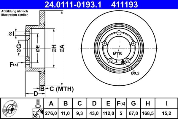 Disc frana ATE 24.0111-0193.1