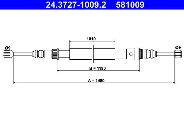 Cablu, frana de parcare ATE 24.3727-1009.2