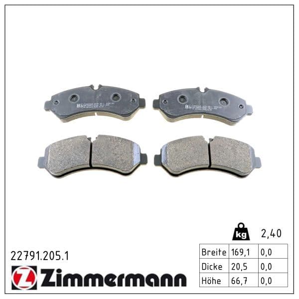 set placute frana,frana disc ZIMMERMANN 22791.205.1
